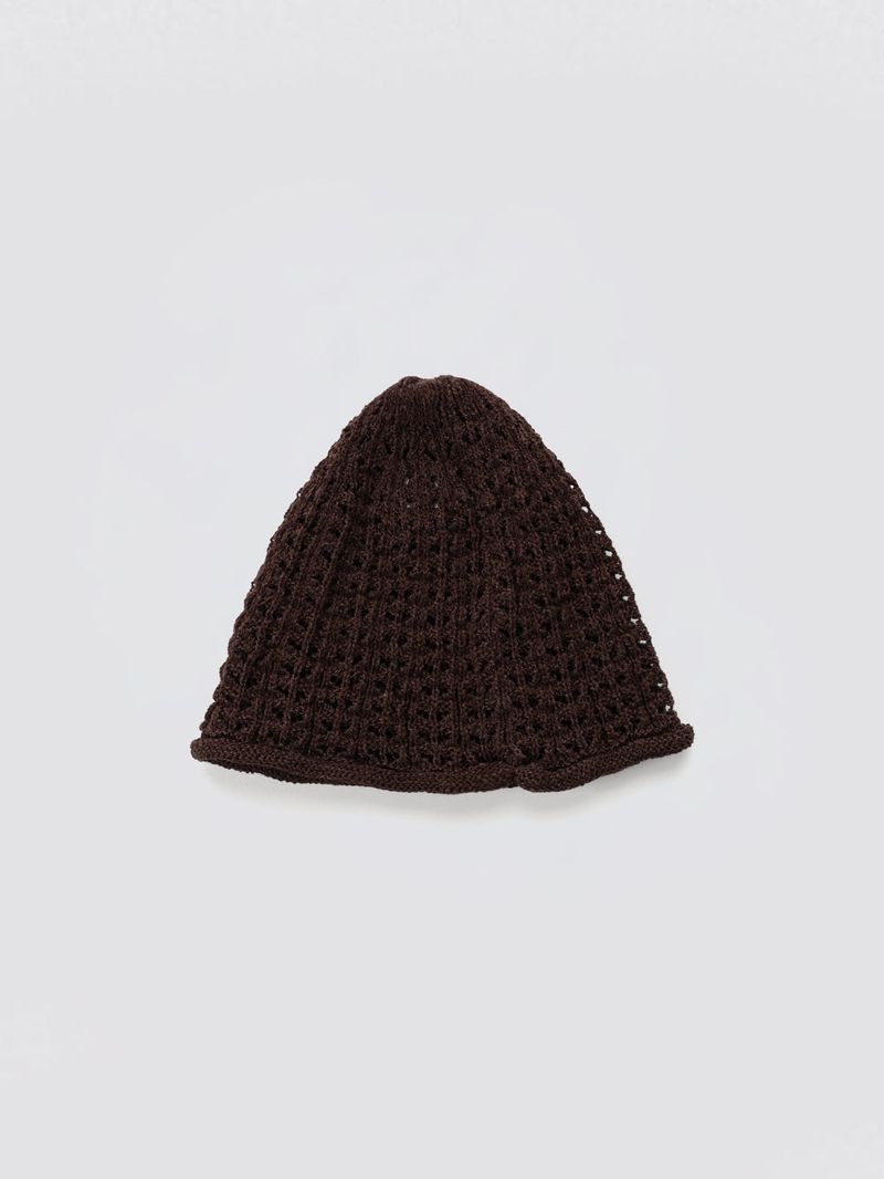 Button Knit Beanie_Brown