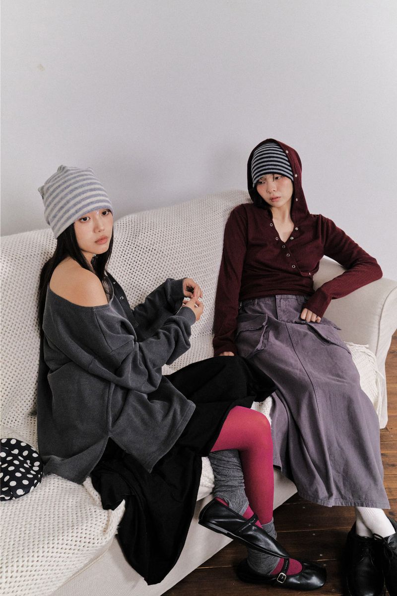 Groove Button Hoodie (3color)