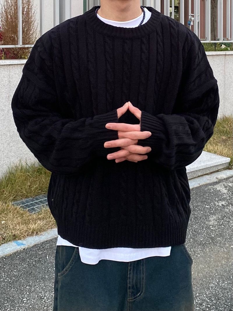 Twist Cropped Round Knit 5C