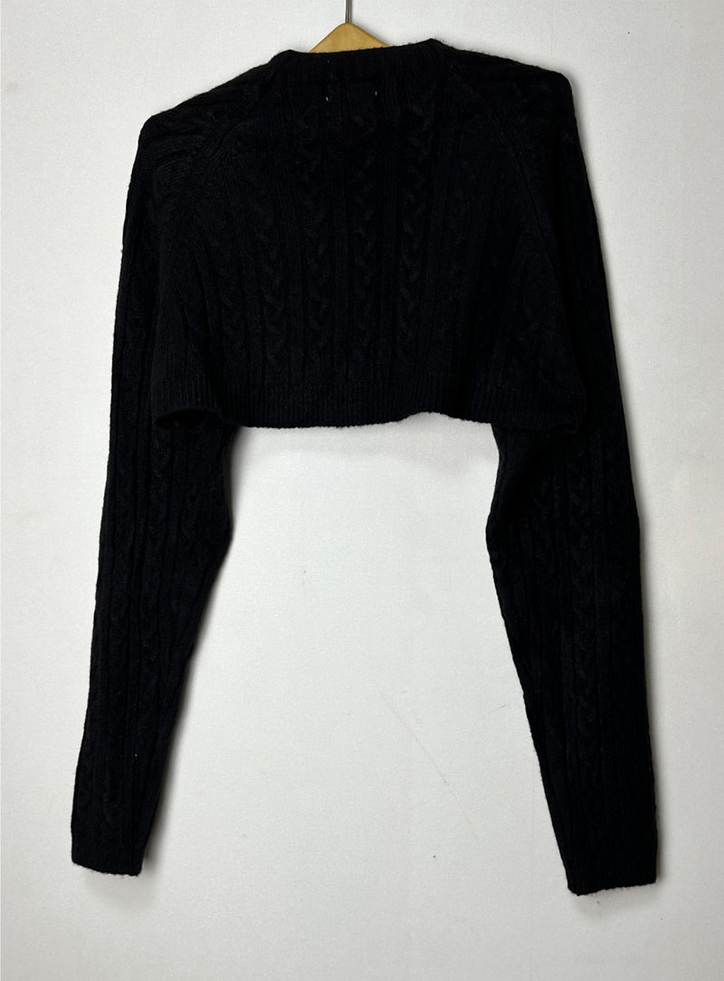 (FALL/WINTER ITEM) ビビッドシックニットルーズフィットレイヤードケーブルニットボレロ カーディガン- 2 カラー