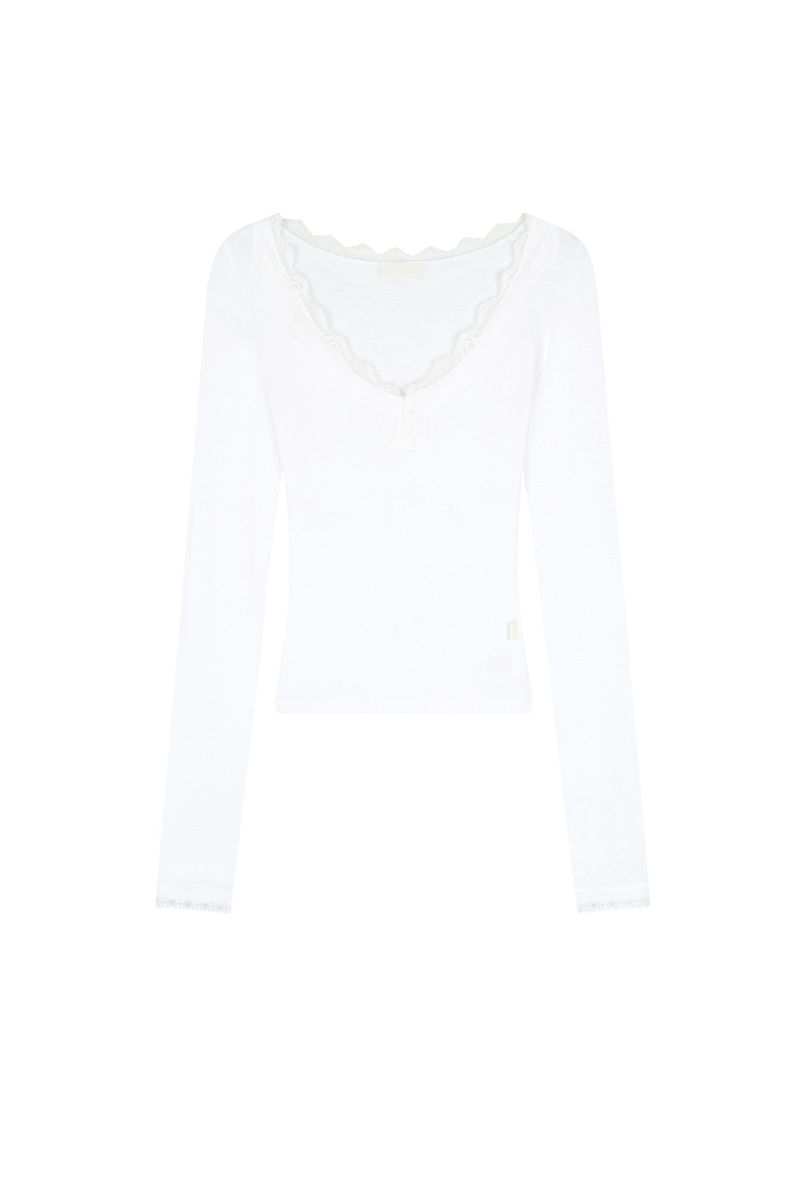 Camille Basic Lace Top, White