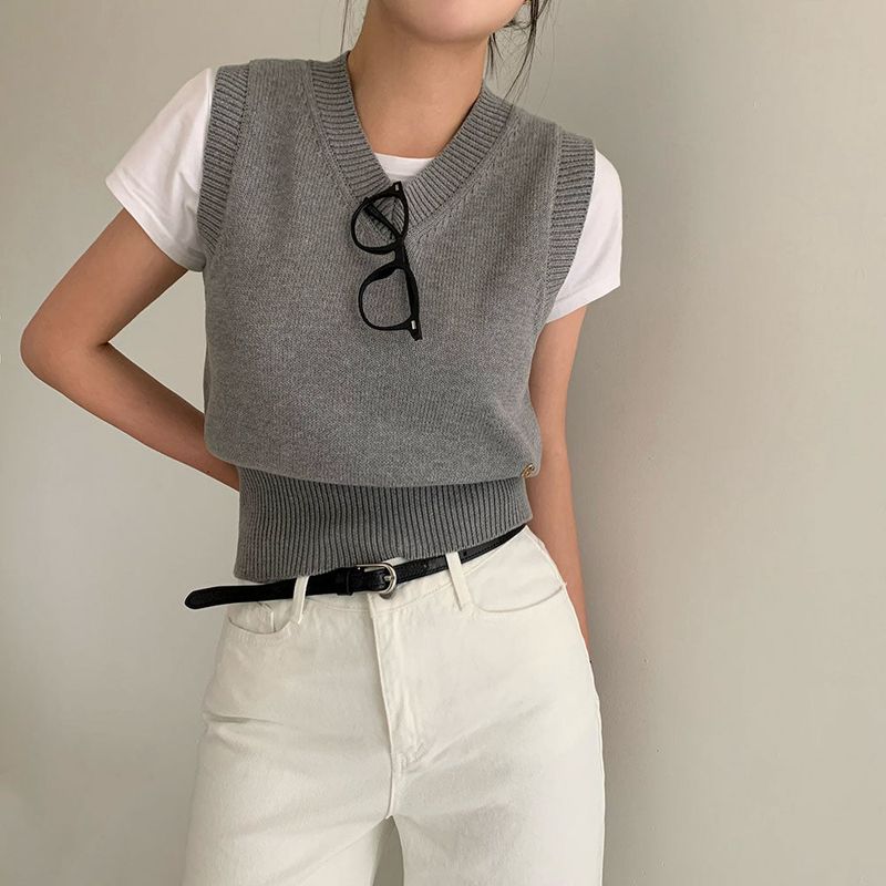 [Bellide made] Old money V-neck knit vest