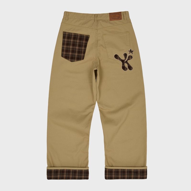 Check Applique Roll Up Pants