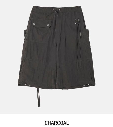 Multi-pocket D-ring Nylon Bermuda Pants