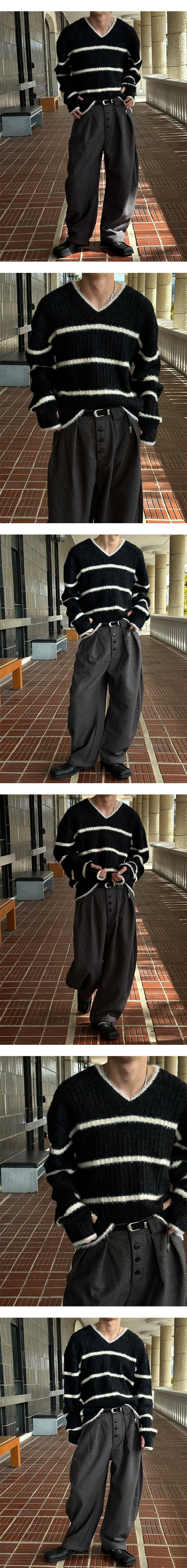   [F/W] Stripe angora warmer knit(4color)