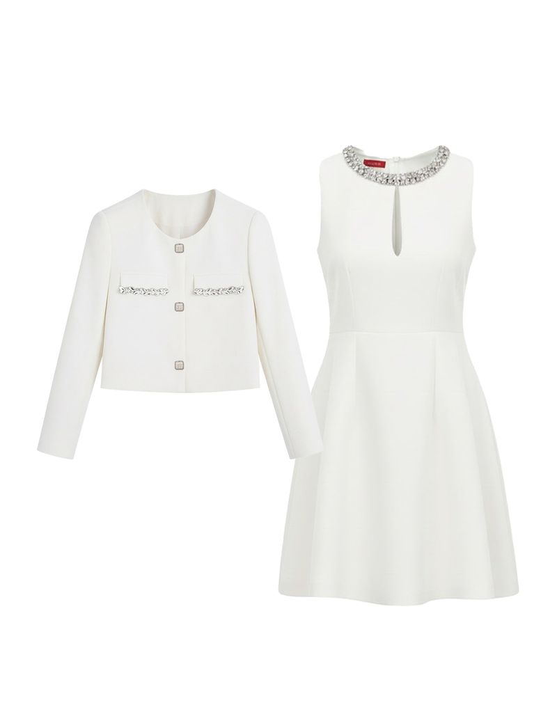 Spiral Classic Beaded Point Jacket White