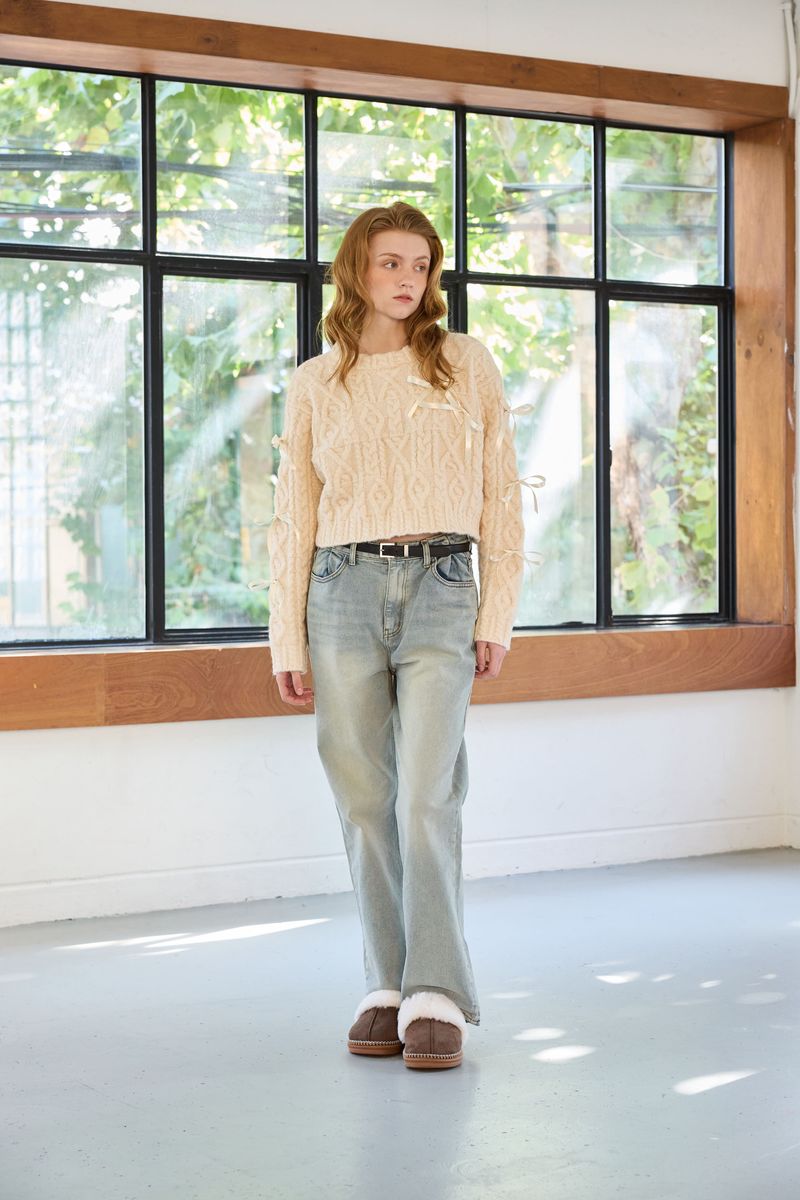 WHIMSICAL WOOL RIBBONE KNIT / IVORY