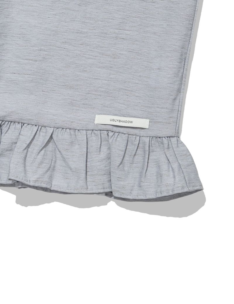 HIGH-NECK FRILL SLEEVELESS(LIGHT GREY)