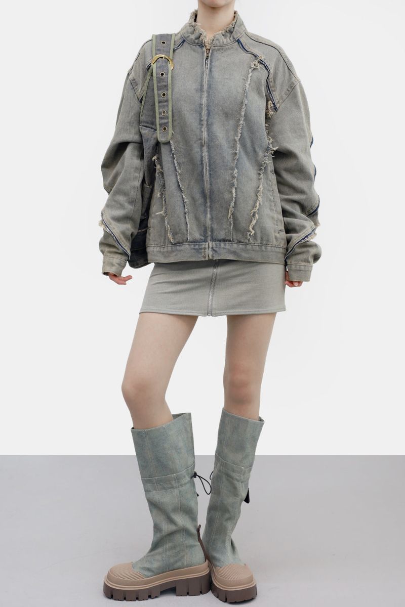 vanon ribbed zipper skirt