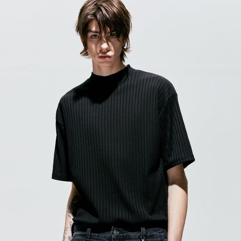 S SY(エスエスワイ)の「2way rib mock neck t-shirt black(Tops)」