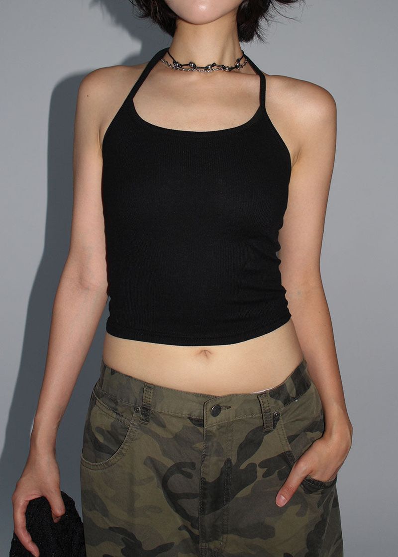 CROPPED HALTER SLEEVELESS