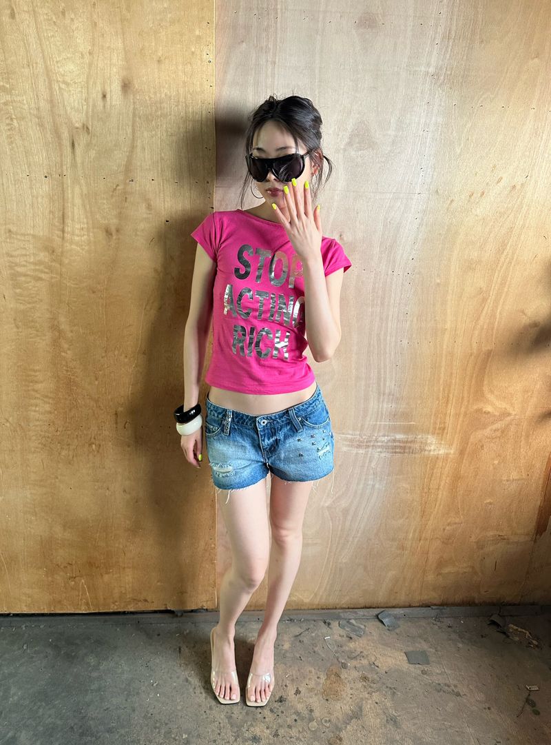 stud vintage denim shorts