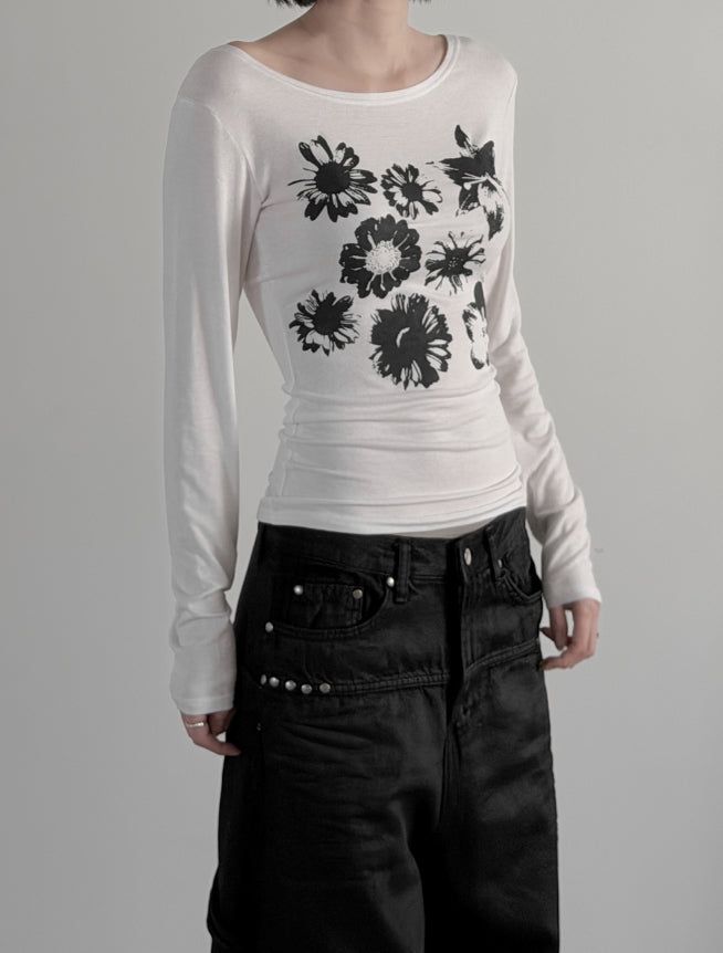 Press Flower Boat Neck Tee