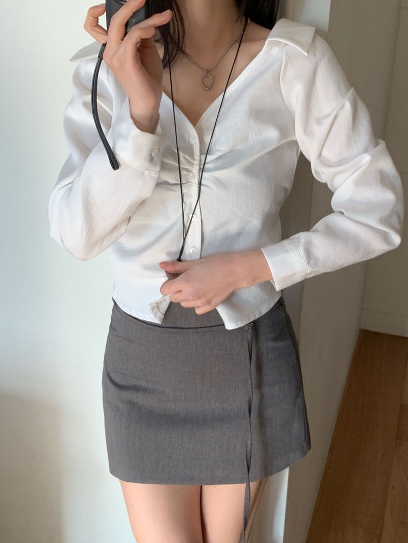 Slate Line Thin Belt Formal Mini Skirt