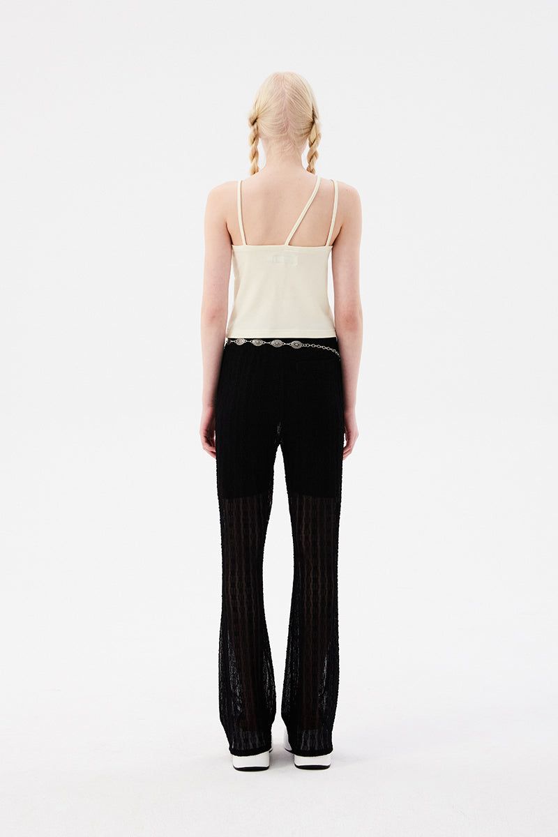 CHERRY LACE BOOTCUT PANTS [BLACK]