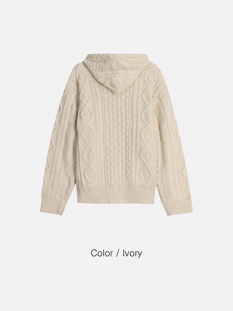 Heart knit zip-up