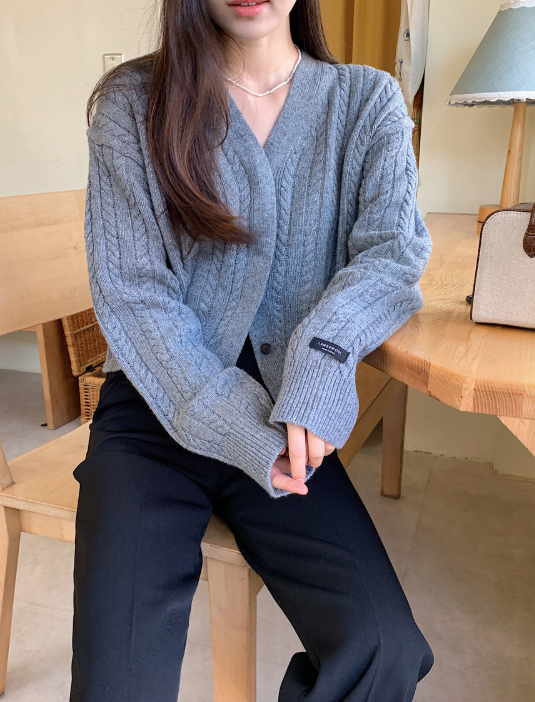 SHOPPERLAND（ショッパーランド）の「ハイデンボタンケーブルウールニットカーディガン (5color)（トップス）」