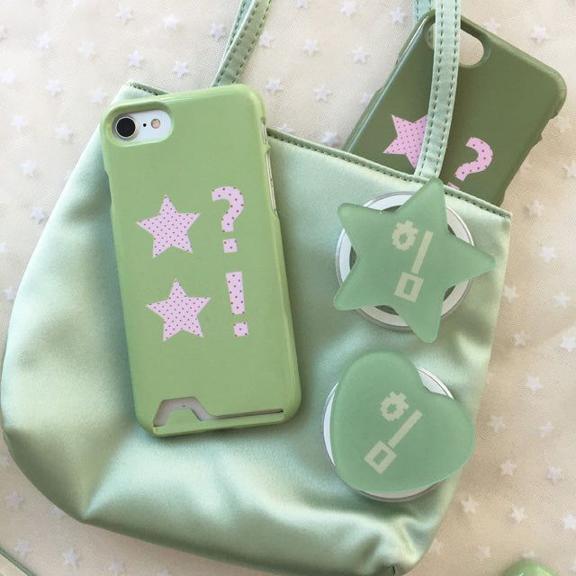 Dot Star Pea green Card Wallet Glossy Hard Case