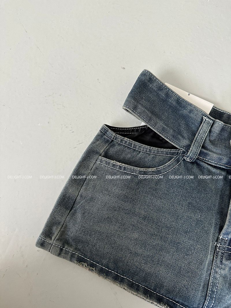 Cutting Lowrise Denim Miniskirt