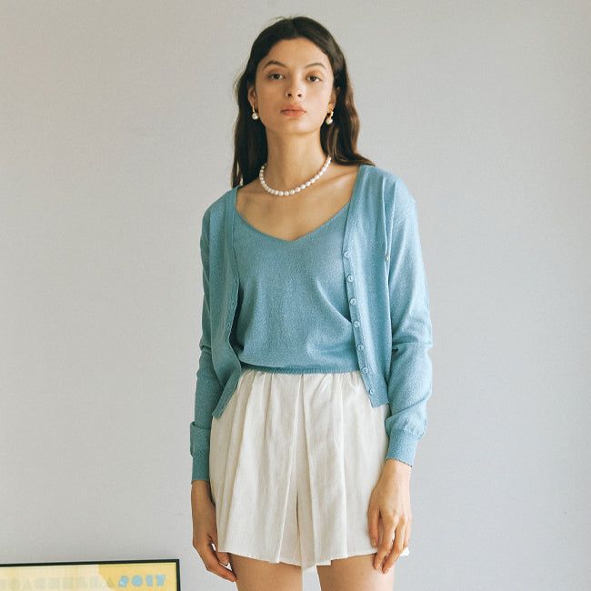 EYEYE（アイアイ）の「GLITTER KNIT CARDIGAN SET_L（）」