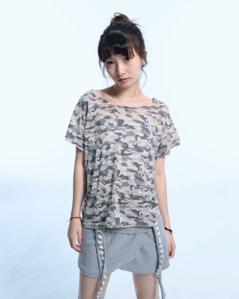 Camo Slash Eyelet Tee