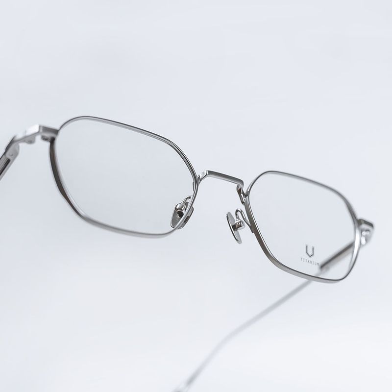Knouun Square titanium glasses CODE. 102. A Silver