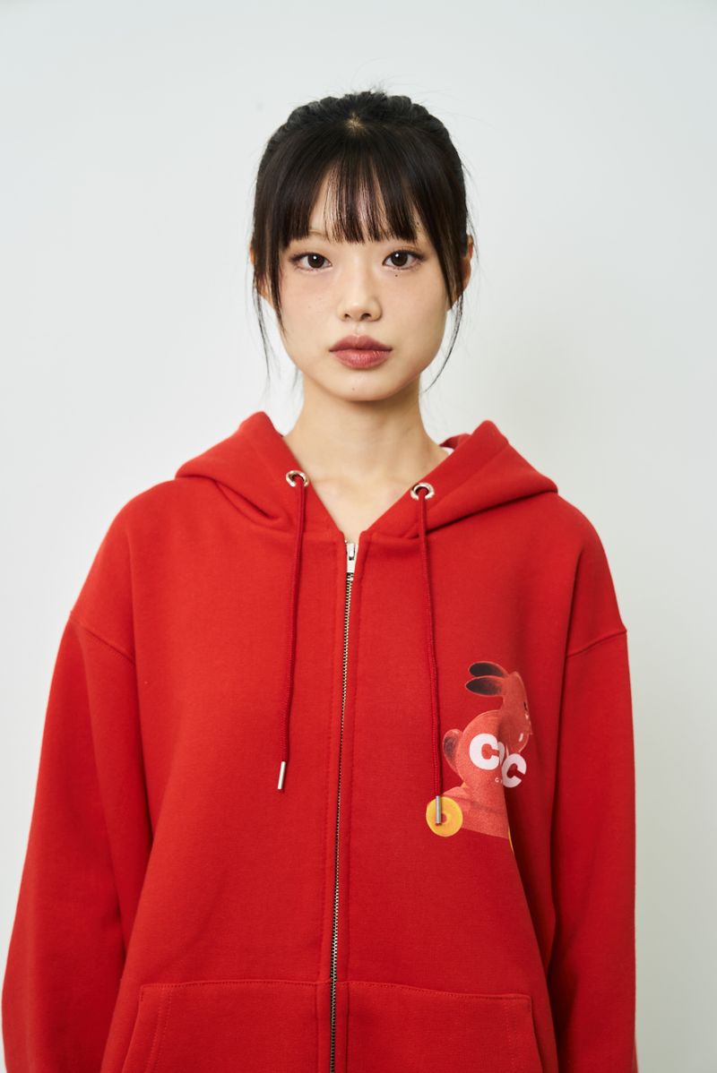 CHANCECHANCE（チャンスチャンス）の「CEC GRAPHIC LOGO ZIP-UP HOODIE(RED/기모)（Tops）」