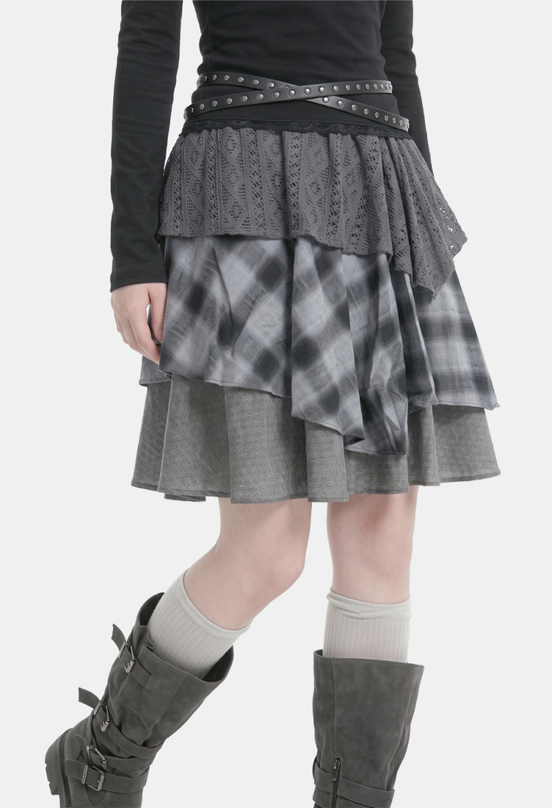 Cressida Tiered Check Skirt