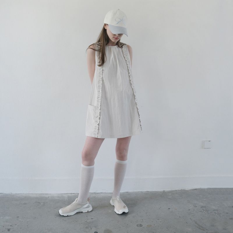 Cream Ruffle Mini Dress