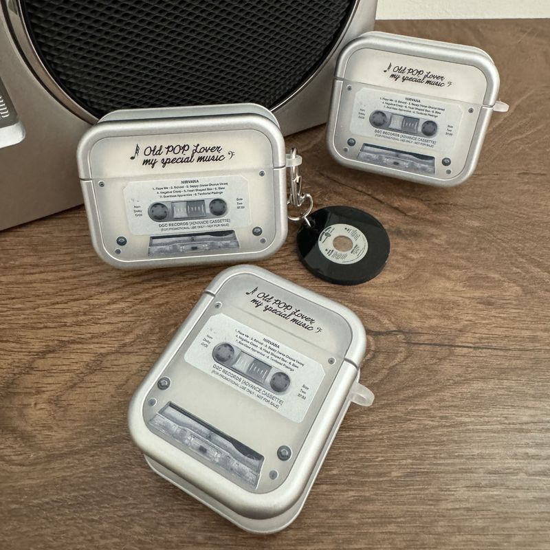 Retro cassette tape Airpods case + charm