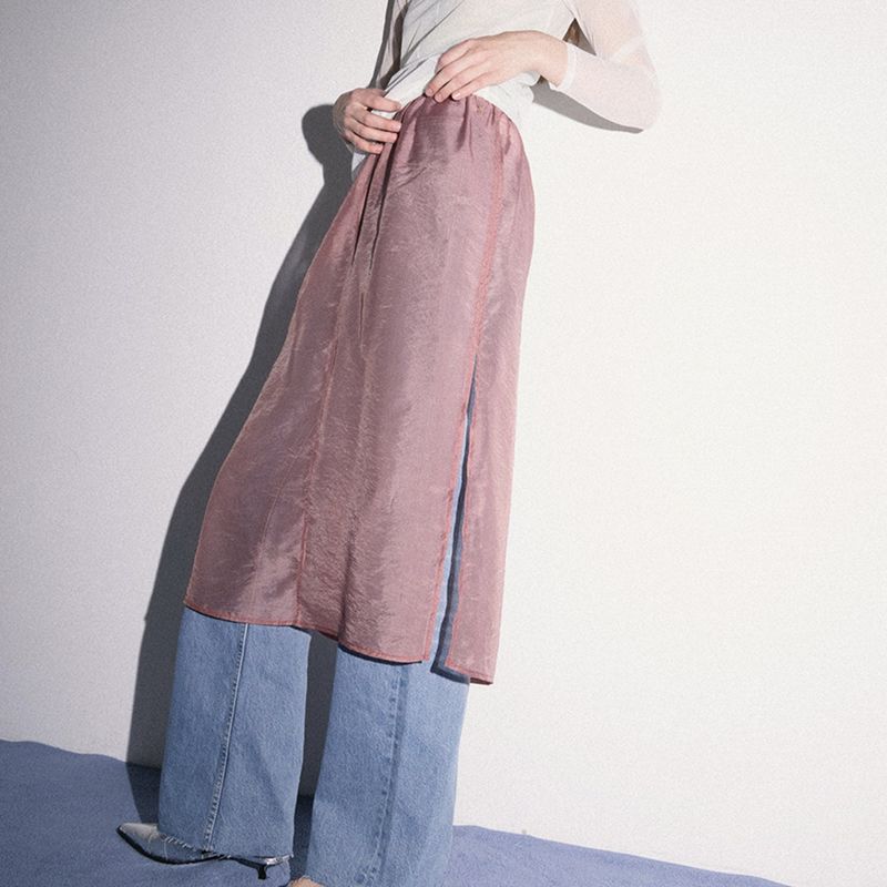 ROSE SEE THROUGH MIDI SKIRT