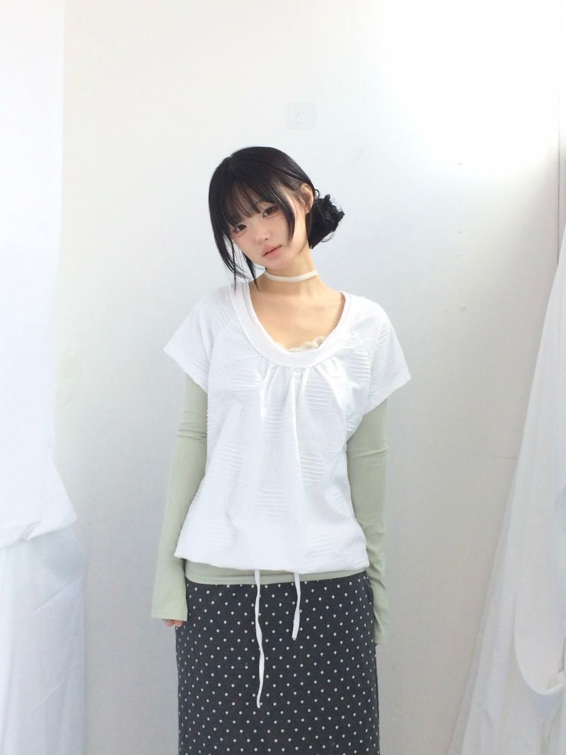 embossed shirring strap t