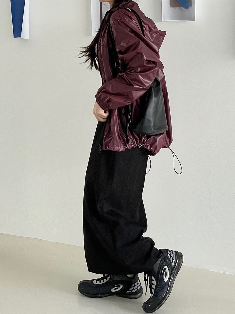 Glossy string windbreaker jk