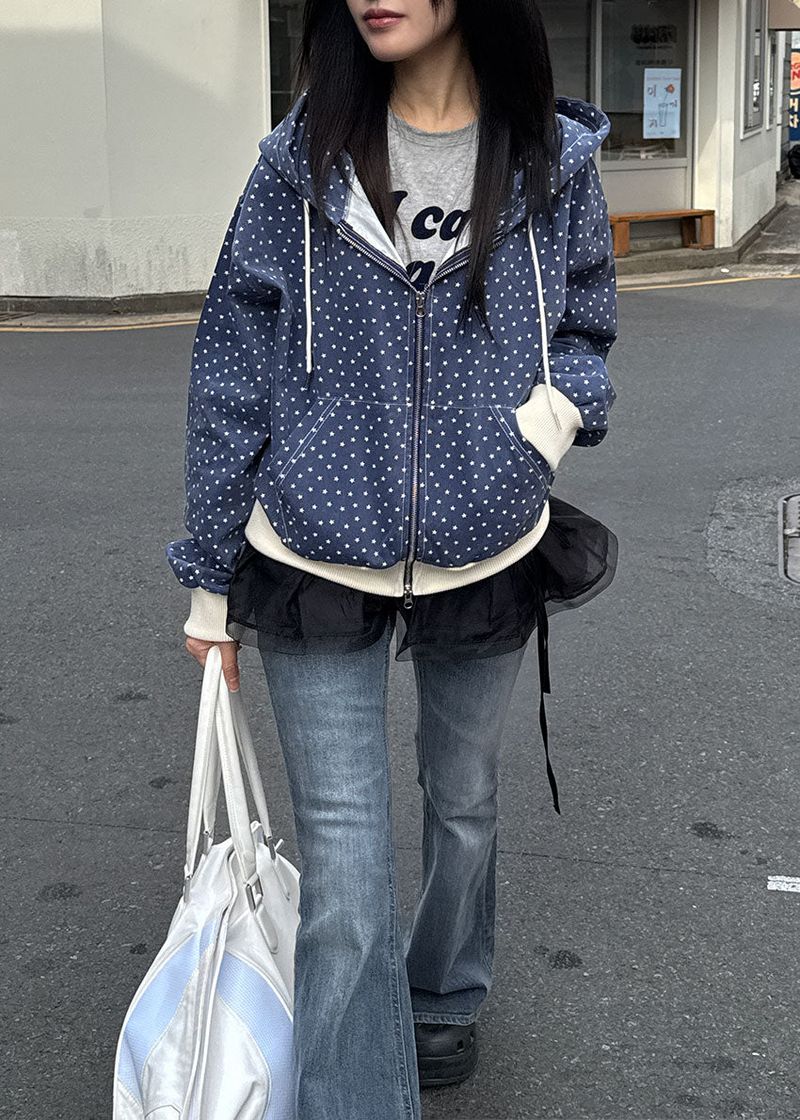 STAR PIGMENT HOOD ZIP-UP