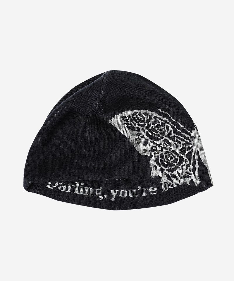 ROSE BUTTERFLY BEANIE #BLACK