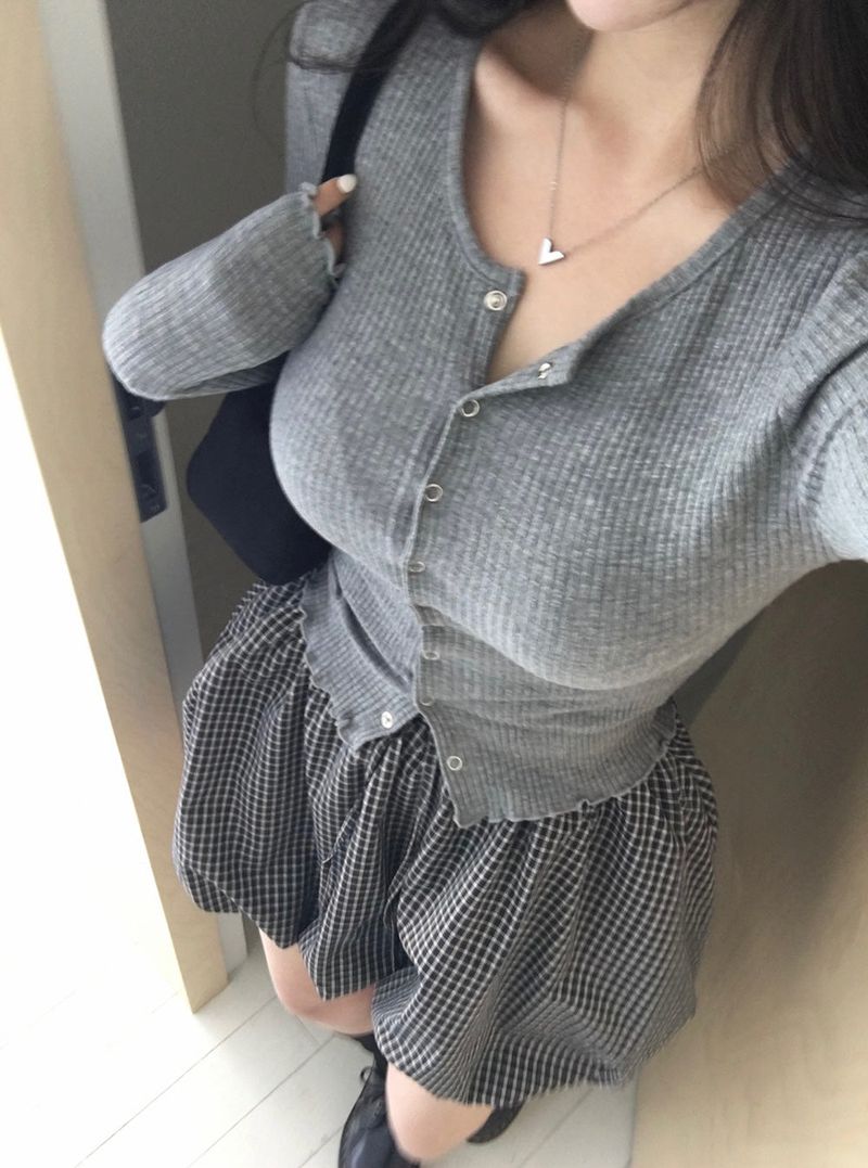 Slim Button Long Sleeve Cardigan