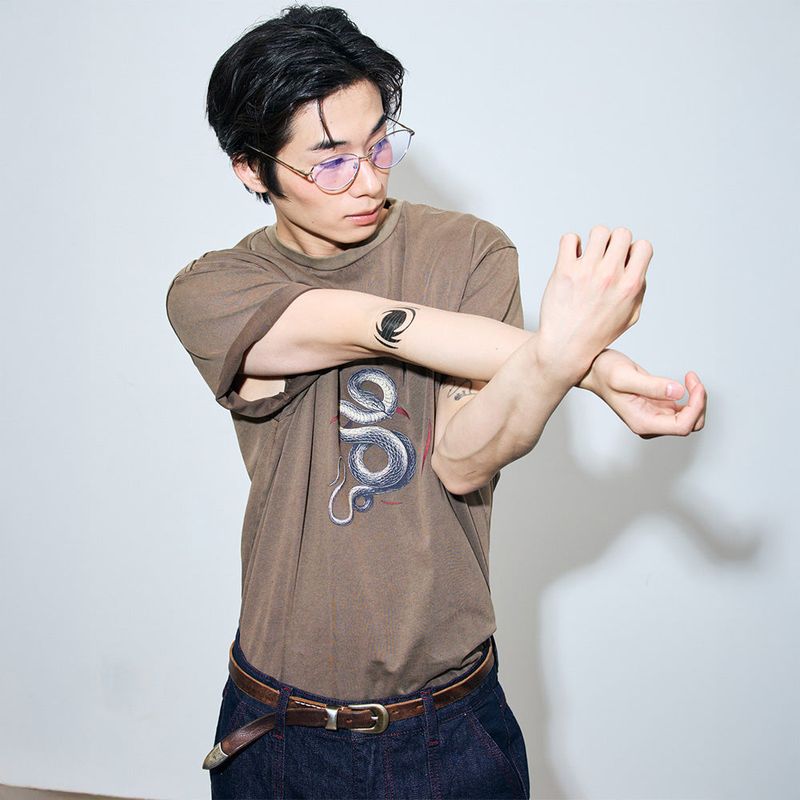 BGBB Snake Garment Dyed half T (Brown)