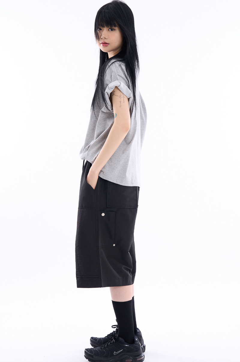 Broher rivet double-knee bermuda pants