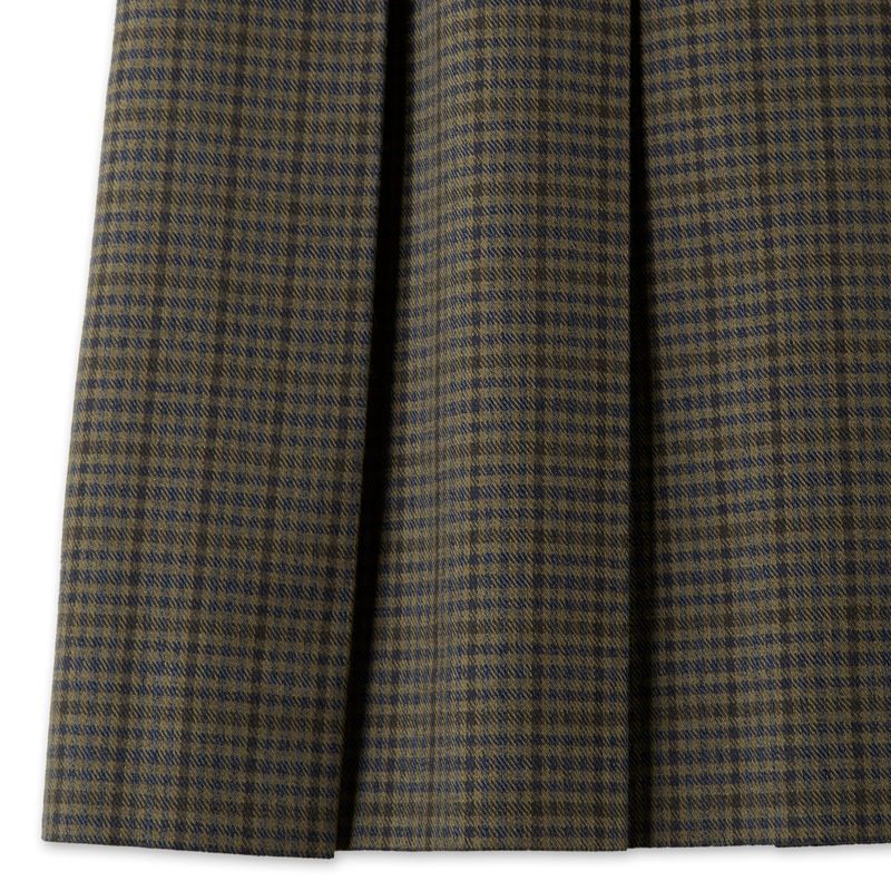 BROWN CHECK MIDI PLEAT SKIRT
