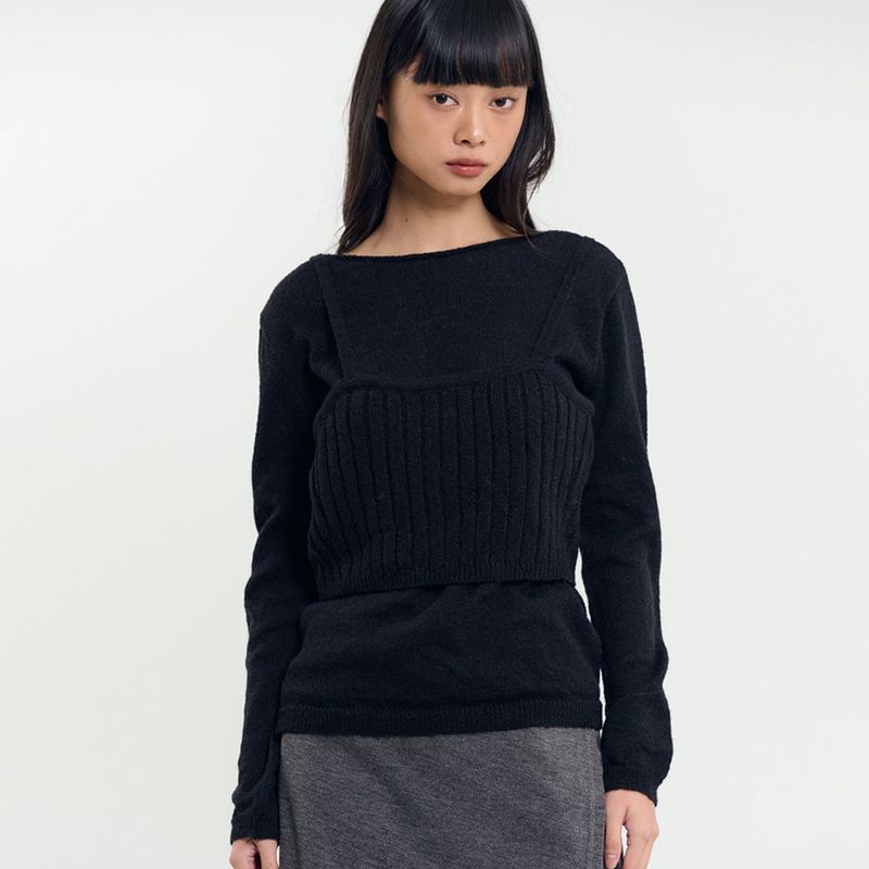 Bustier Knit Set Black