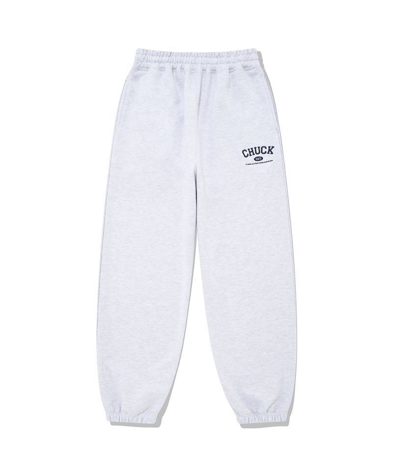 CHUCK（チャック）の「CHUCK スモールアーチロゴジョガーパンツ / [Spring Ver.] CHUCK SMALL ARCH LOGO JOGGER PANTS (LIGHT GRAY&NAVY)（Pants）」