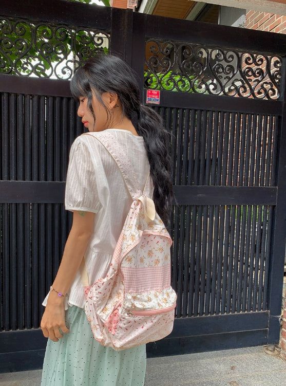 Roden Frill Cotton Balloon Short Sleeve Blouse