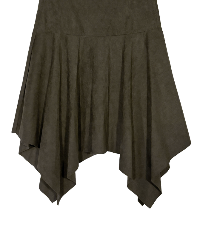 brondy matte suede asymmetric sk