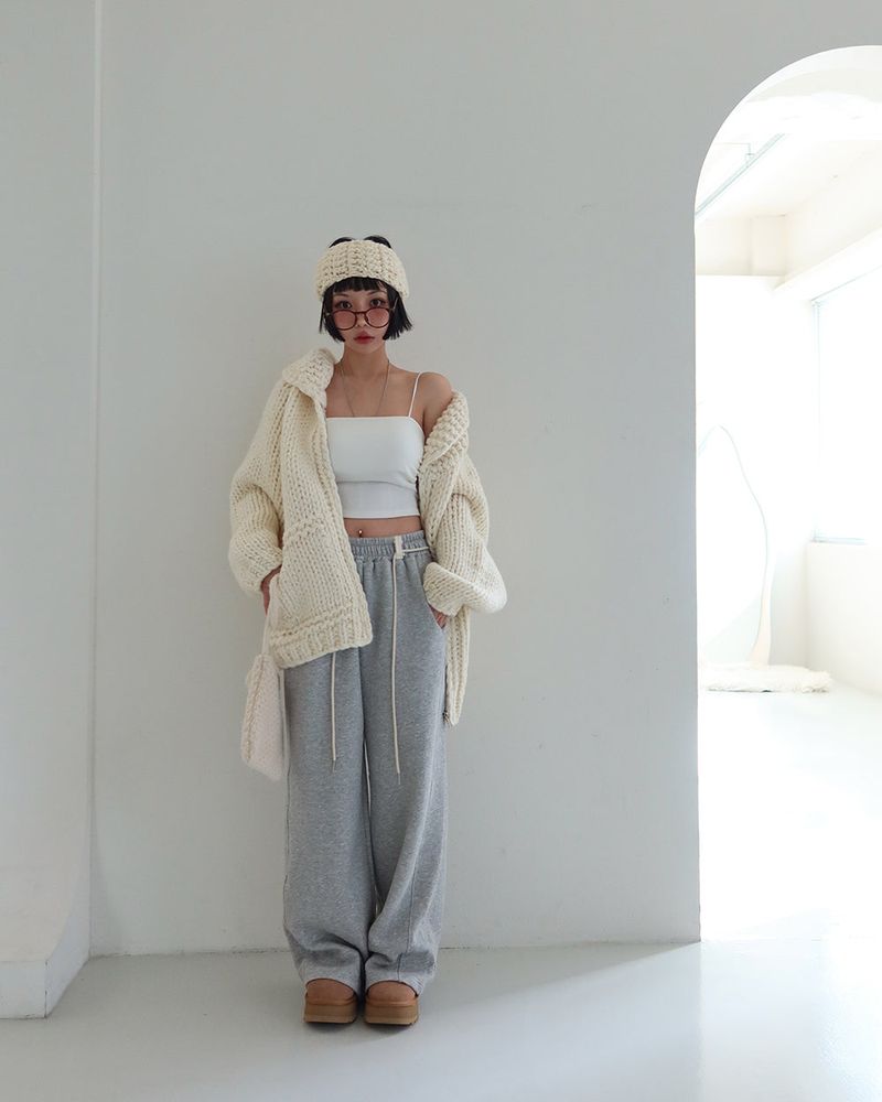 [Handmade] Wool knit zip-up jacket