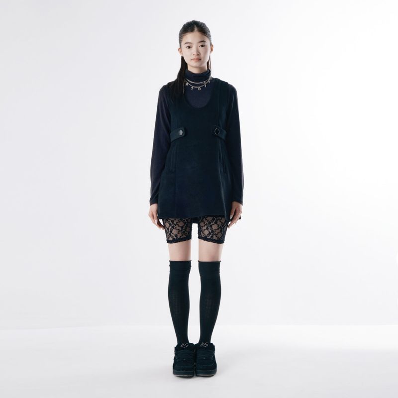 Wool button mini dress 001