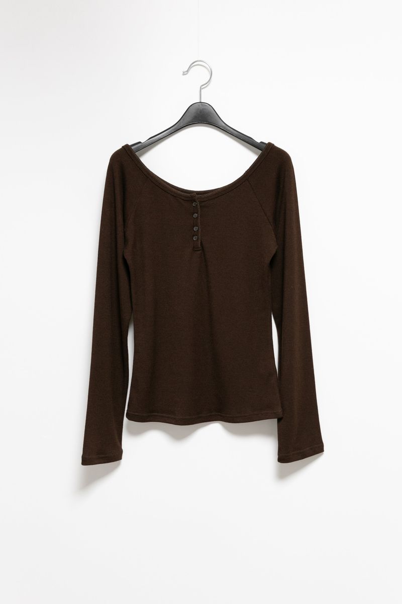 4 button deep neck long top(4colors)