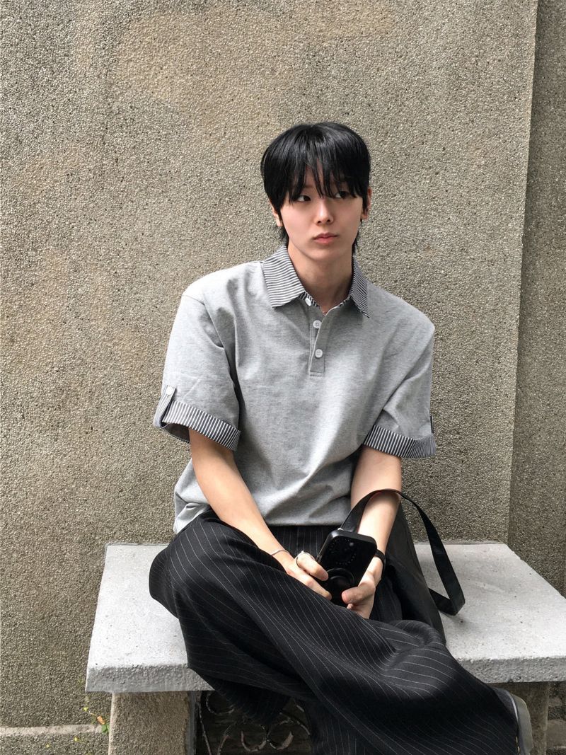 WHAT A LOOK（ワット ア ルック）の「Cos Henley Collar Roll-up T-shirt（Tops）」