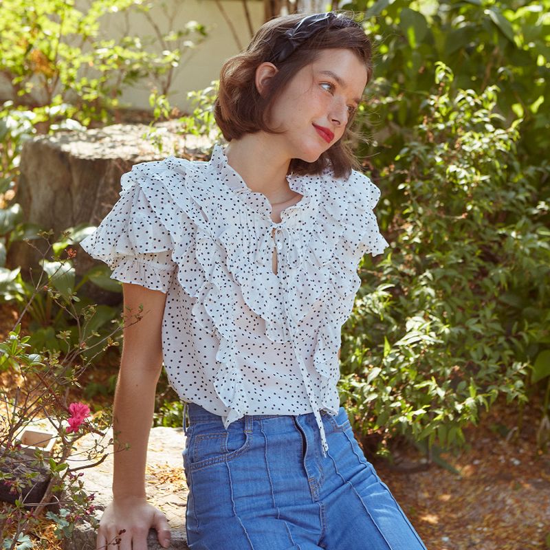 VITALSIGN(バイタルサイン)の「Frill Wing Ribbon Blouse (DOT)(Tops)」