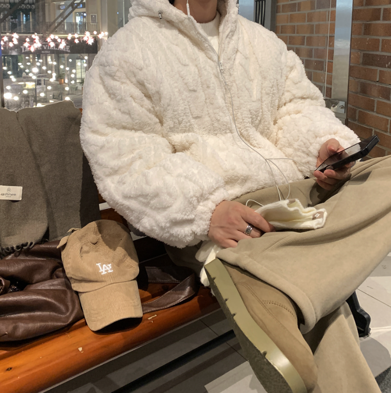 Nechis Cable Mink Fur Overfit Hooded Padding