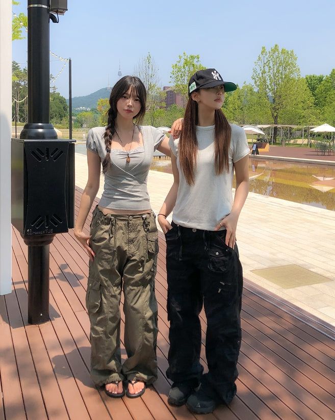 Multiple Pocket Low Cargo Pants